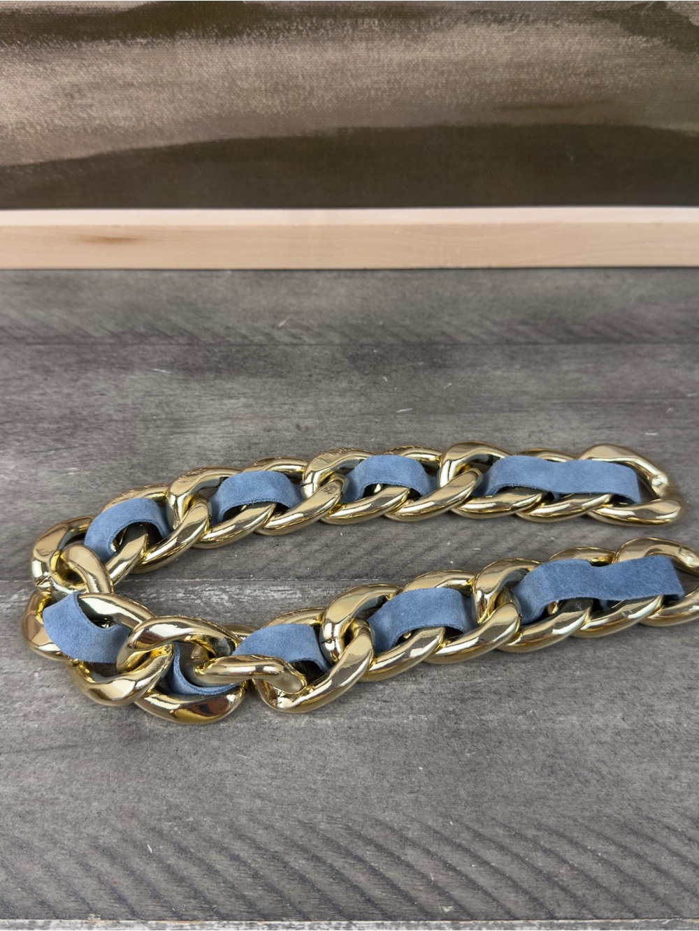 Mark and Graham Build Your Bag Shoulder Strap Chain Light Blue Suede Scuffs Read